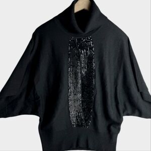 2B Bebe Womens Black Sequin Embellished Top Size L